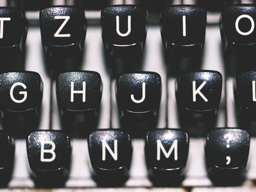Keys on a typewriter